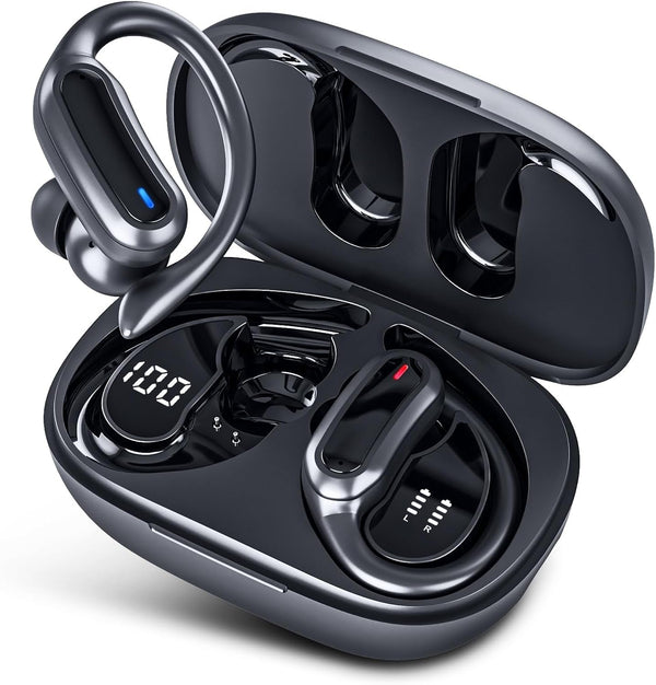 Wireless Earbuds, Bluetooth 5.4 Headphones, True Wireless Stereo Earphones with IPX7 Waterproof, Noise Cancelling Mic, Fast Charging and Comfort Fit Ear Buds for Sports/Workouts - Black