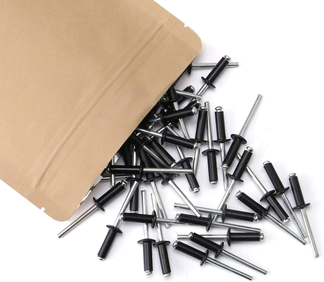 100Pcs 1/8" X3/8" Aluminum Blind Rivets, Black,3.2X 10Mm Pop Rivets