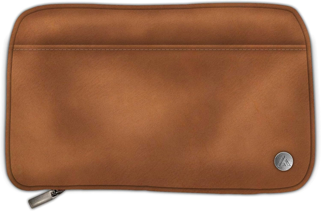 Blue Sky ASMBLD Tech Organizer, 8" X 4.5" X 2", Faux Leather, Non-Dated, Zip Closure, Travel Cable Organizer for Cords, Chargers, and Accessories (Zip Closure, Tan)