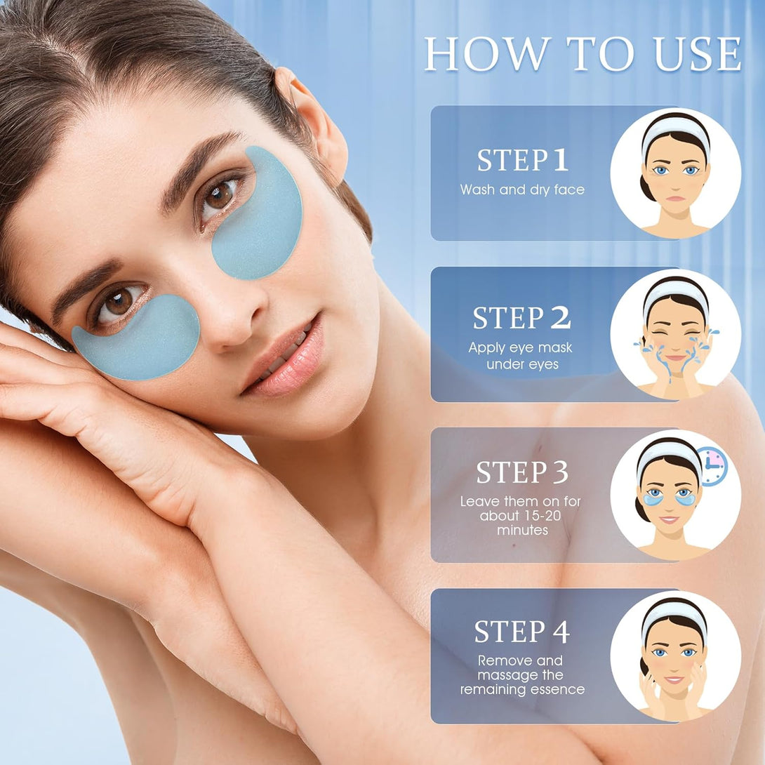 Under Eye Patches Masks - for Dark Circles, Puffy Eyes, Fine Lines, Wrinkles, Eye Bags Treatment with Collagen and Hyaluronic Acid, Moisturizing and Hydrating (60 Pcs)