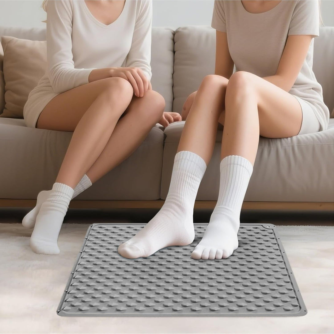 Portable Feet Acupressure Mat, Silicone Reflexology Pad, Moderate Hardness Pressure Point Mat for Foot Pain Relief, Anti-Fatigue Mat, Connectable for Running & Fitness Activities