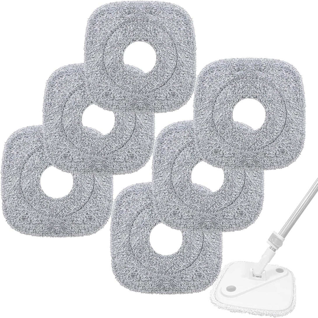 6-Pack Square Mop Replacement Pads for True and Tidy - 9X9 Inch Microfiber Refills Compatible with Most Square Spin Mops