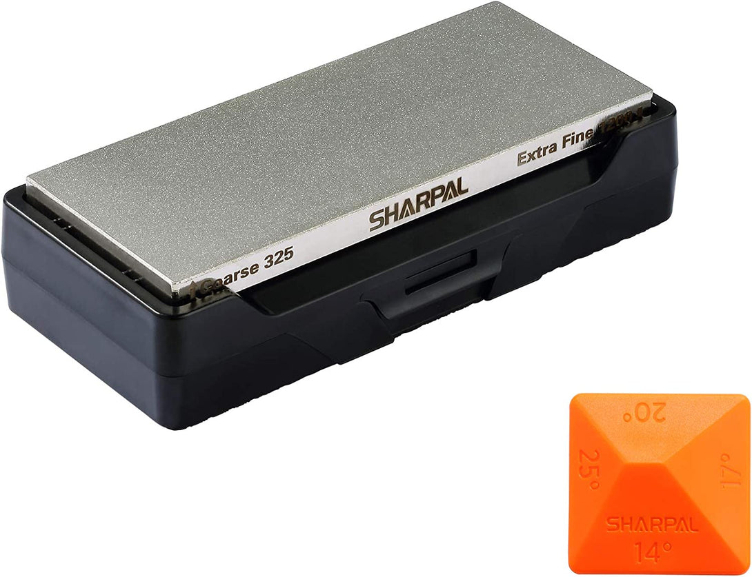 SHARPAL 156N Double-Sided Diamond Sharpening Stone Whetstone Knife Sharpener | Coarse 325 / Extra Fine 1200 Grit | Storage Case with Nonslip Base & Angle Guide (6 In. X 2.5 In.)