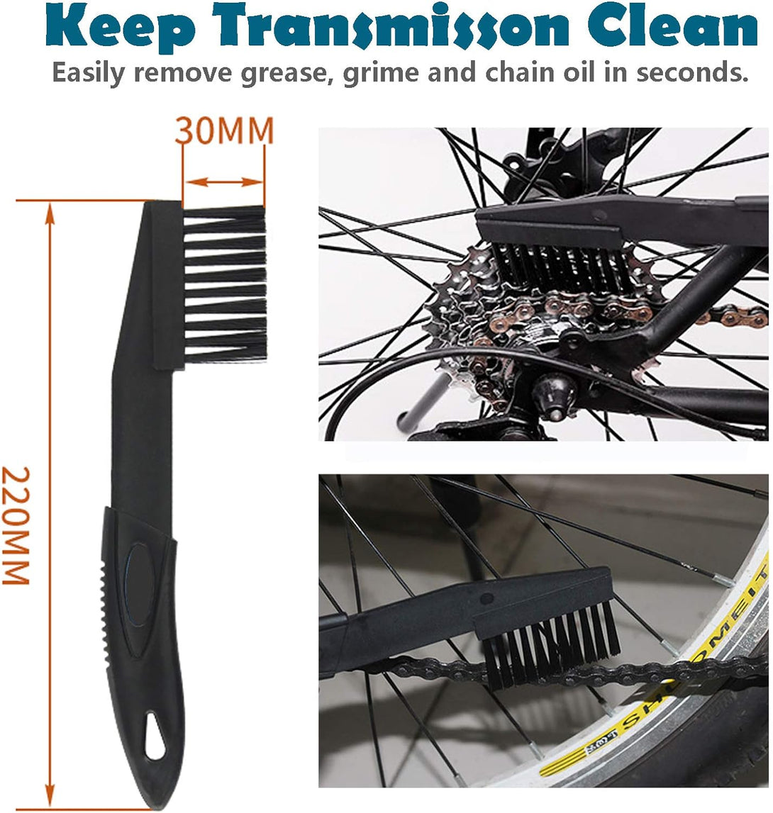 Bike Chain Cleaner, Bike Cleaning Kit, Chain Cleaner for Cycling, Suitable for Mountain Bike, Road Bike, BMX, Bicycle Cleaning Brush Tool for Drivetrain, Gear, Cassette, Sprockets, 4 Piece Set