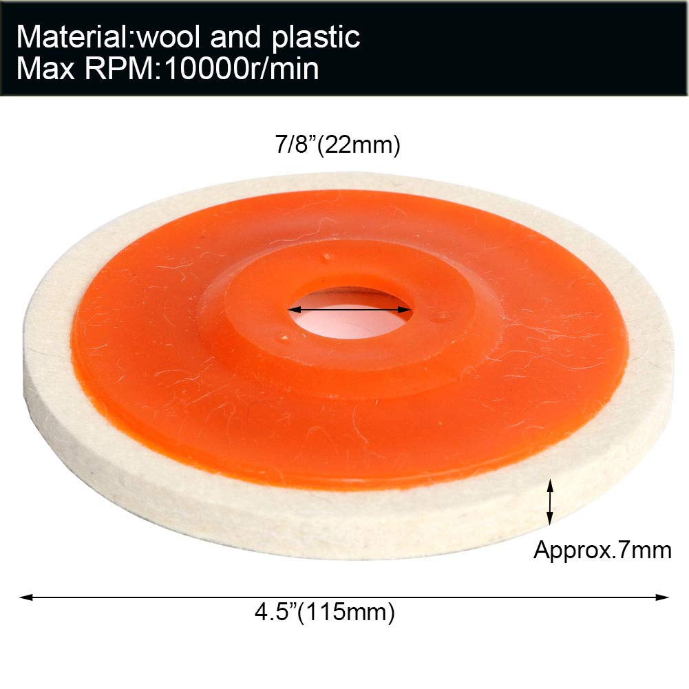 4.5" X 7/8" Inch Wool Felt Disc Polishing Buffing Wheel Pad (4.5 Inch 7Pcs)