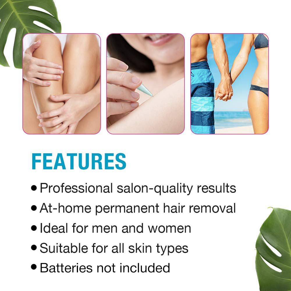 Clean + Easy Non-Laser Personal Electrolysis Device - Permanent Hair Removal for Face and Body, Battery Operated, Painless and Convenient Home Treatment