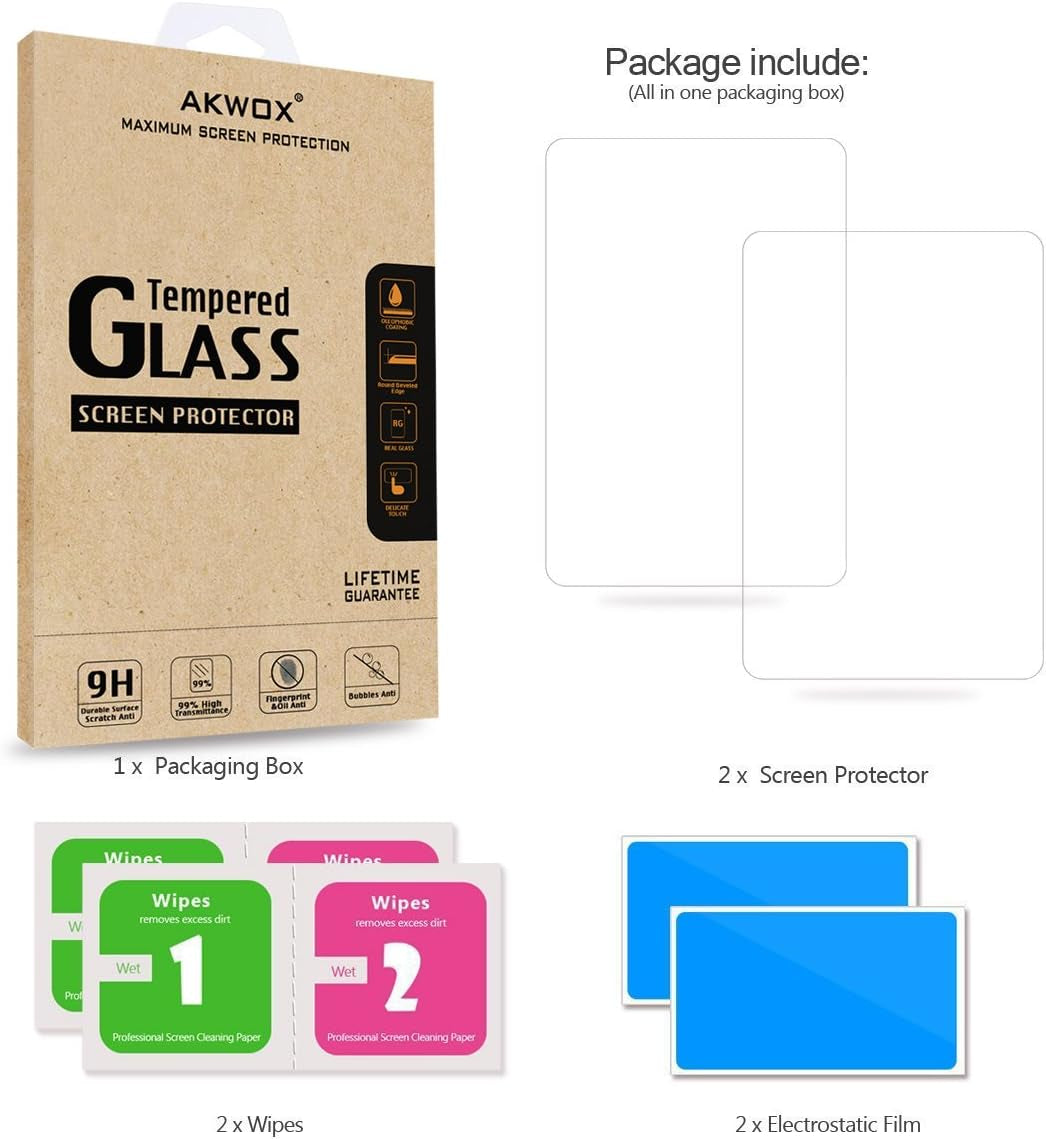 (Pack of 2) Screen Protector for PS Vita 1000, Akwox Premium HD Clear 9H Tempered Glass Screen Protective Film for Sony Playstation Vita PSV 1000-Max Clarity and Touch Accuracy Film