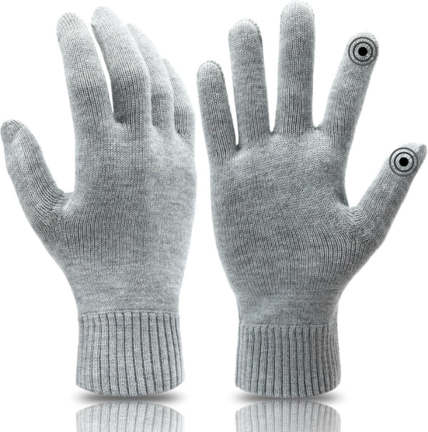 WANDER Gloves for Men Womens Lightweight Merino Wool Touchscreen Thermal Knit Running Winter Glove Liners