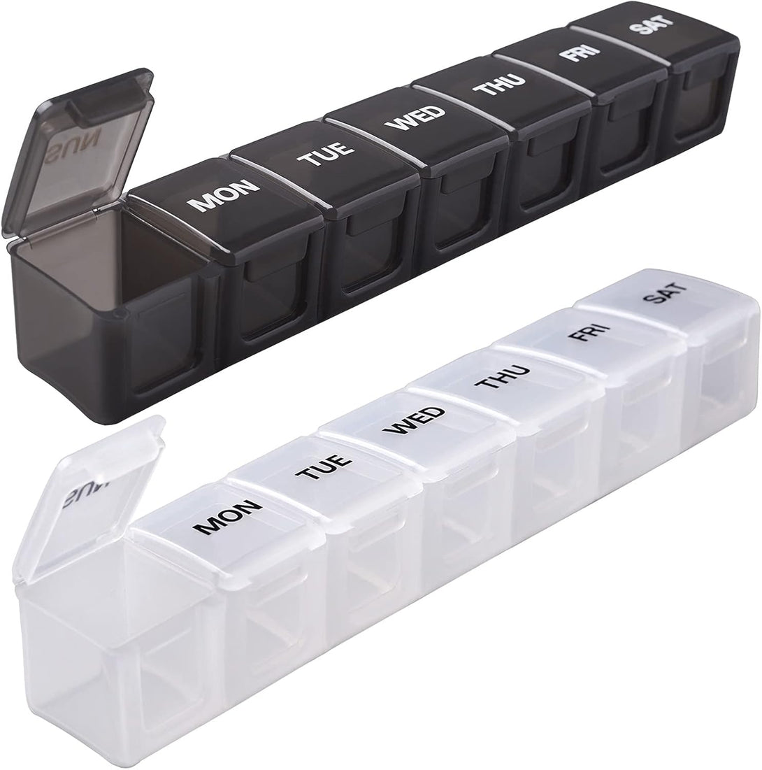 Asija Extra Large Pill Organizer 2 PCS, XL Weekly Pill Box, 7 Day Pill Case with Large Capacity, Jumbo Medicine Organizer for Vitamins, Fish Oils, Supplements