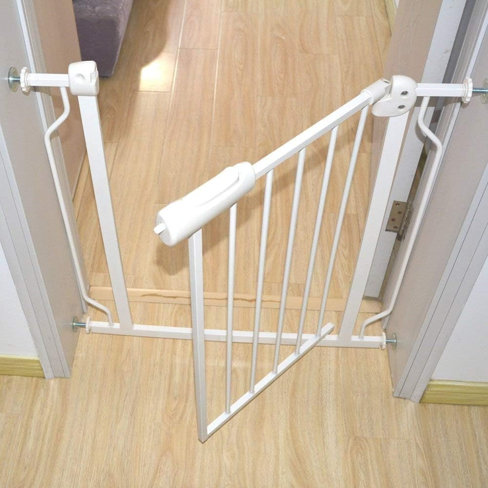 Fairy Baby Narrow Baby Gate 27 Inch to 29 Inch Wide, Small Auto Close Walk through Safety Gates Pressure Mounted for Stairs Doorways Kids or Pets,White