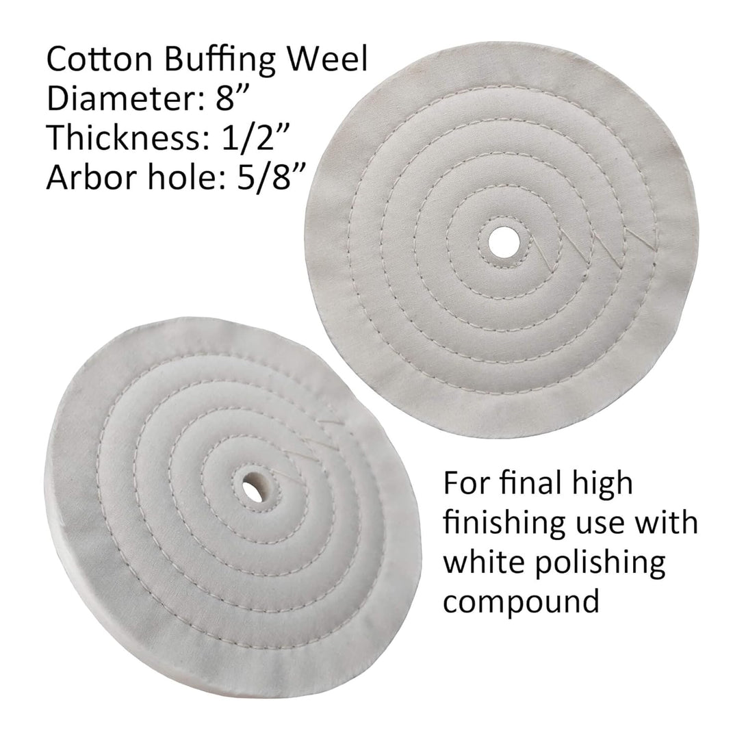 PURUI 6PC 8 Inch Stainless Steel Polishing Buffing Wheel Kit for Bench Grinder,Kit with Each 1PC 5/8 Inch Arbor Hole Sisal/Denim/Cotton Wheel and Each 1PC 100G Bar Black/Green/White Polishing Compound