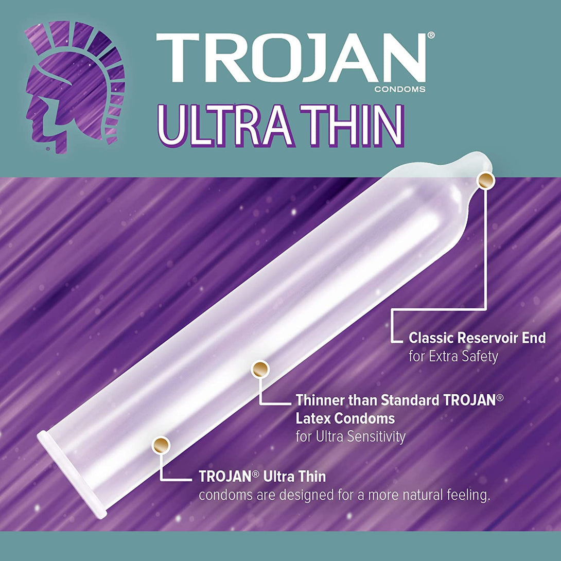 Trojan Condom Sensitivity Ultra Thin Spermicidal, 12 Count