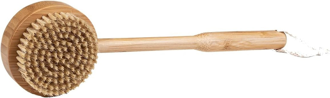 BA Bamboo Long-Handle Bath Brush, 14-Inch Long, Bath Accessories