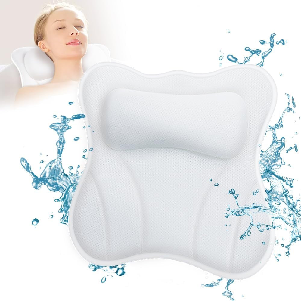 Bath Pillow for Tub Bathtub Pillow for Head and Neck 4D Air Mesh Spa Bath Tub Pillow Headrest with Non-Slip 6 Strong Suction Cups Luxury Bathtub Pillow Soaking Tub Bathroom Bath Gifts
