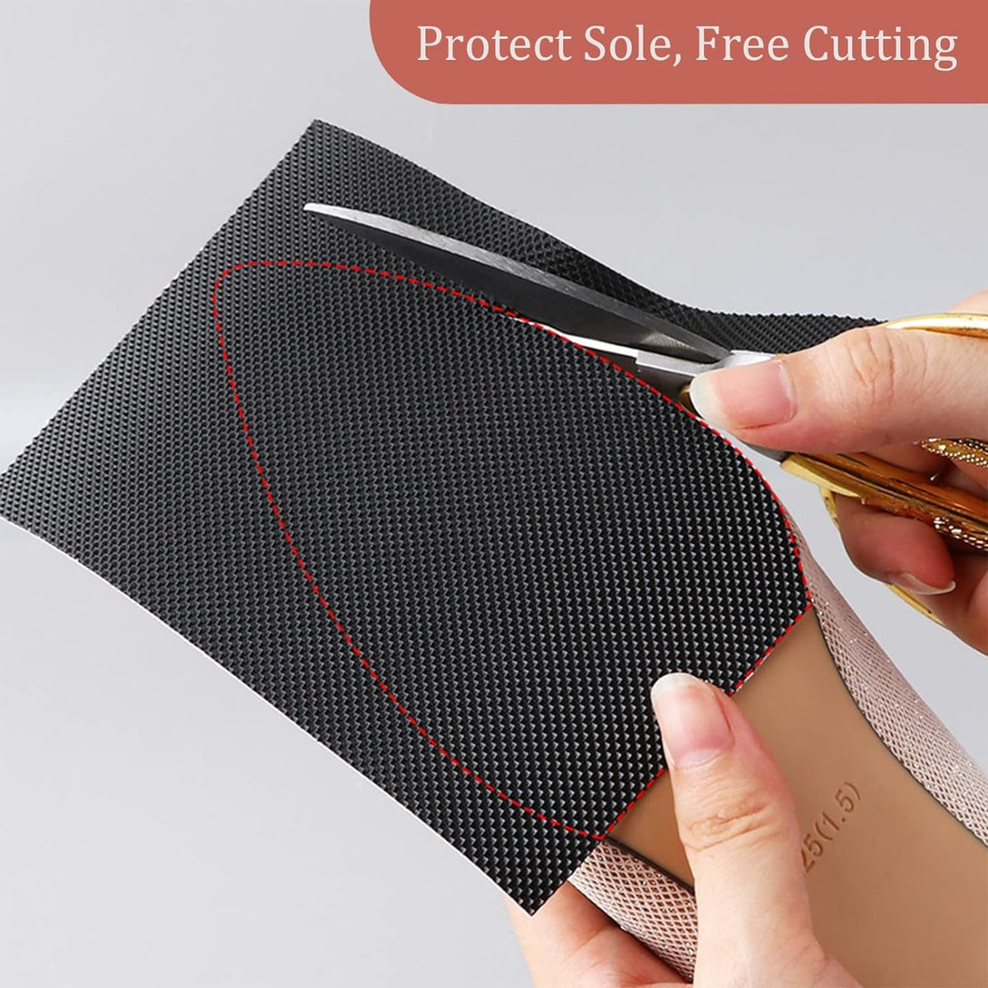 6 Pcs Shoe Sole Protectors for High-Heels, Self Adhesive Silicone Non-Slip Shoes Cover Bottoms for Women with 2 Pcs Crystal Clear Protector for Ladies Heels (Black & Clear）