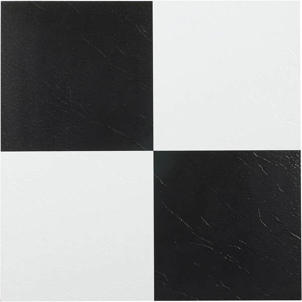 Achim Home Furnishings FTVSO10320 Nexus 12-Inch Vinyl Tile, Solid Black and White, Pack of 20