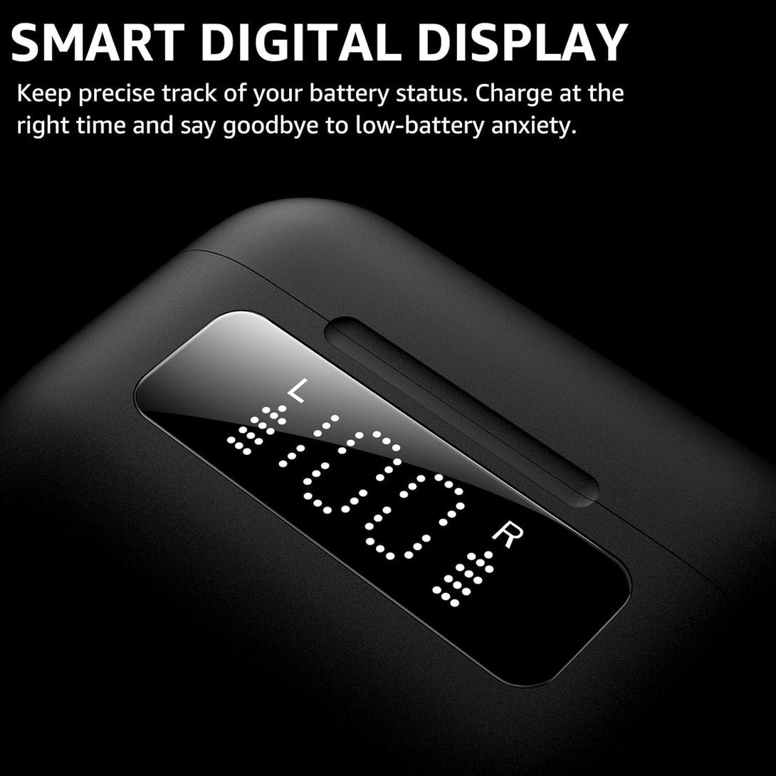 TOZO Hybrid Active Noise Cancelling Wireless Earbuds with 6 Mics AI Clear Call Ear Buds 55H Playtime with LED Display 32 Preset Eqs via APP Bluetooth 5.3 IPX8 Waterproof in Ear Headphones