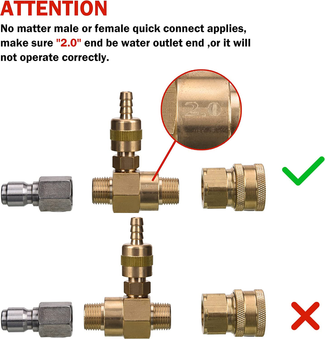 M MINGLE Adjustable Chemical Injector Kit for Pressure Washer, Soap Injector, 3/8 Inch Quick Connector