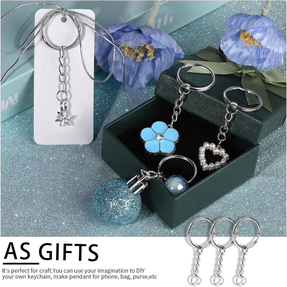 Teenitor Key Chain Rings Keychain Rings, 60Pcs Key Ring Metal Keychain Split Key Rings Bulk, Keyring 25Mm with 26Mm Key Chains and 60Pcs Open Jump Ring for Craft Key Ring