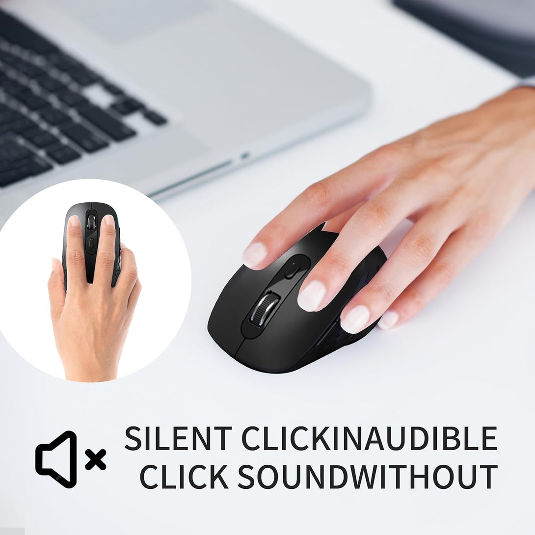 Wireless Mouse,2.4G USB Computer Mouse with 3-Level, Silent Quiet Click, Ergonomic, 6 Buttons Portable for Pc,Laptop,Chromebook,Mac - Black