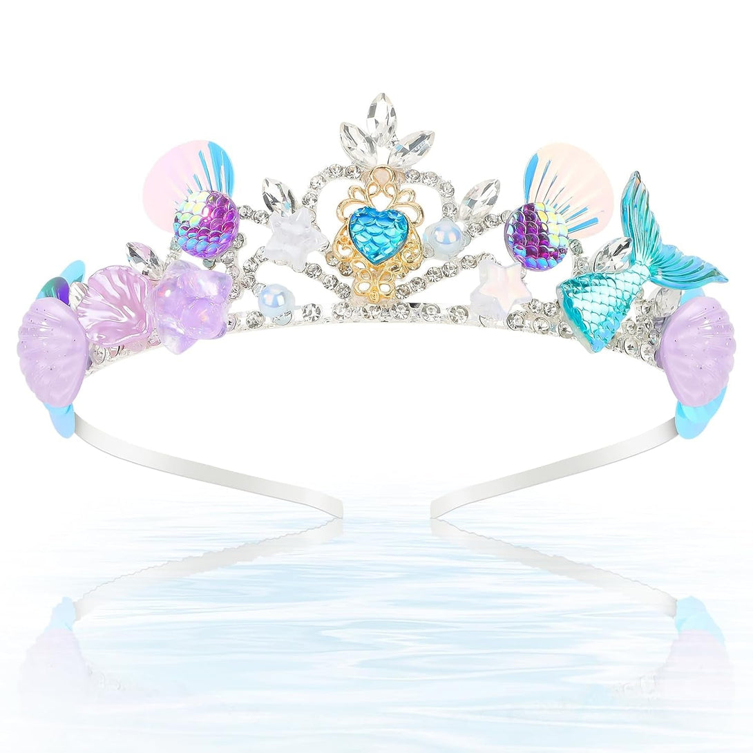 CIEHER Mermaid Crown for Girls Mermaid Headband Girls Seashell Crown for Little Mermaid Party Decorations Mermaid Birthday Decorations, Mermaid Accessories Halloween Costumes for Women