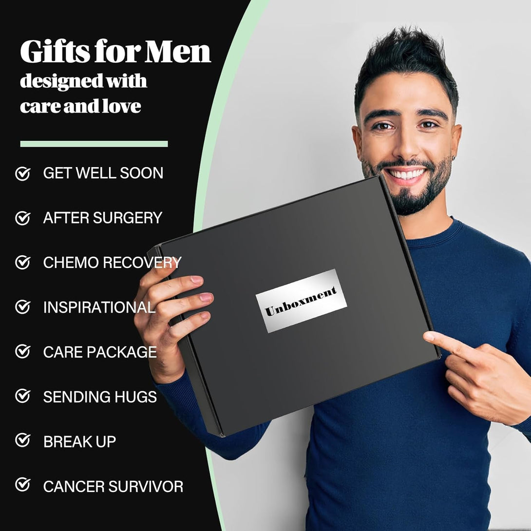 Care Package for Men Sick Friend, Get Well Soon Gifts Basket for Man, Feel Better after Surgery Recover, Thinking of You Sending Hugs Box