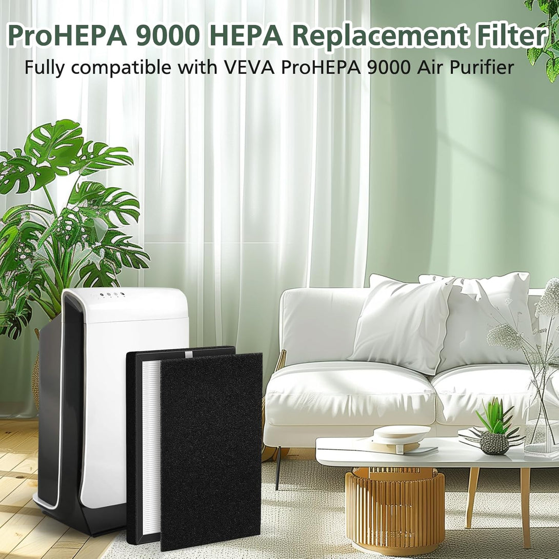 Isinlive Prohepa 9000 True HEPA Replacement Filters Compatible with VEVA Prohepa 9000 Air Pur Ifiers, 2 Pack Premium True HEPA Filters + 8 Pack Activated Carbon Filters