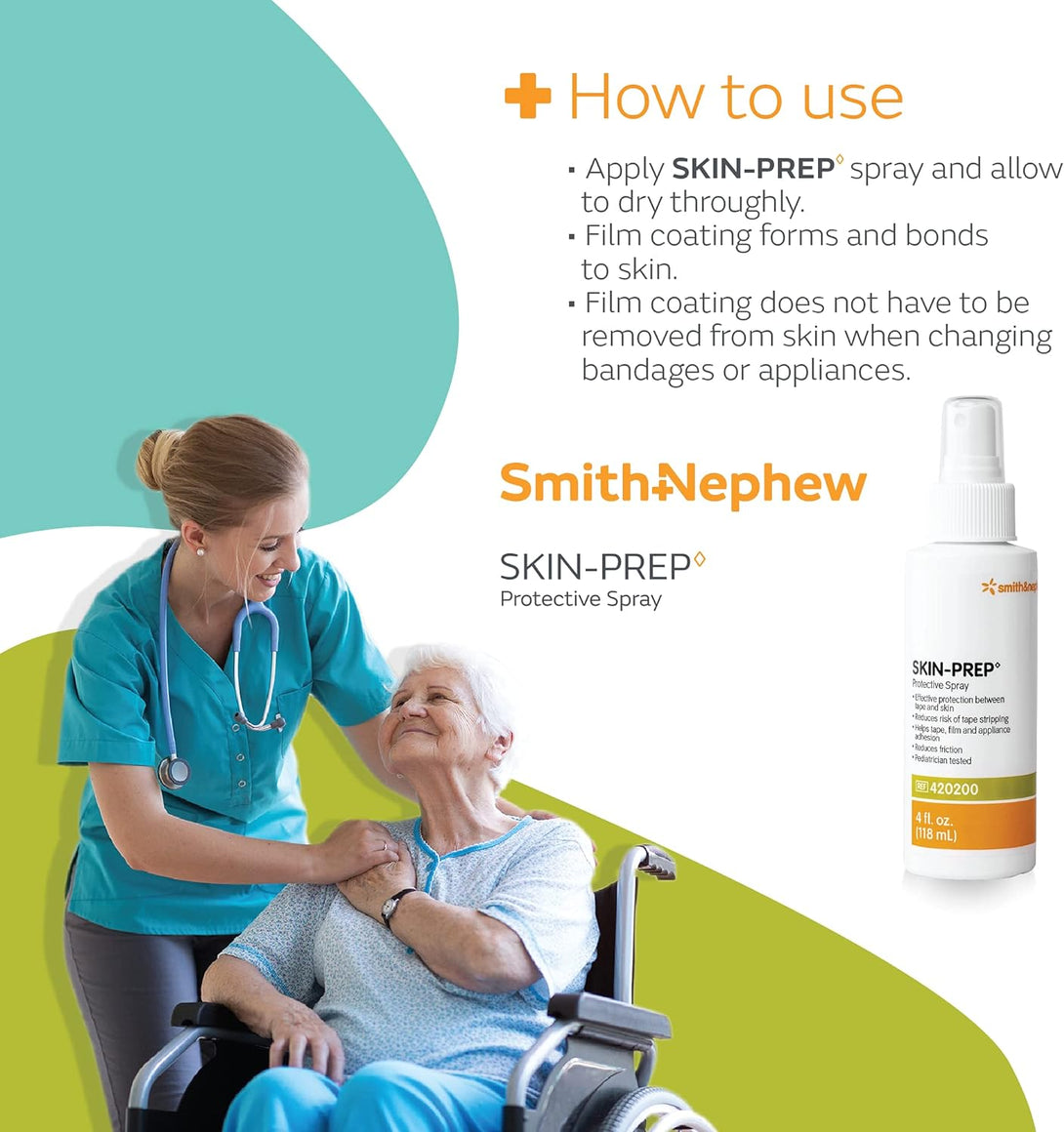 Smith & Nephew SW420200 SKIN-PREP Spray, Protective Dressing Spray, Skin Barrier Film, Contains Alcohol, 4 Ounces