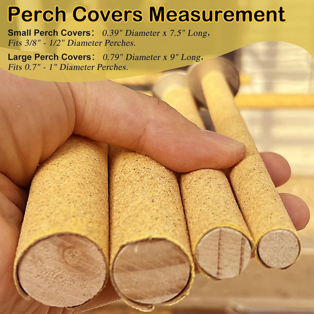 S&X 24-Pack Sand Perch Covers for Parakeets Canaries Finches & Other Small Birds, Bird Perch Covers Sandpaper