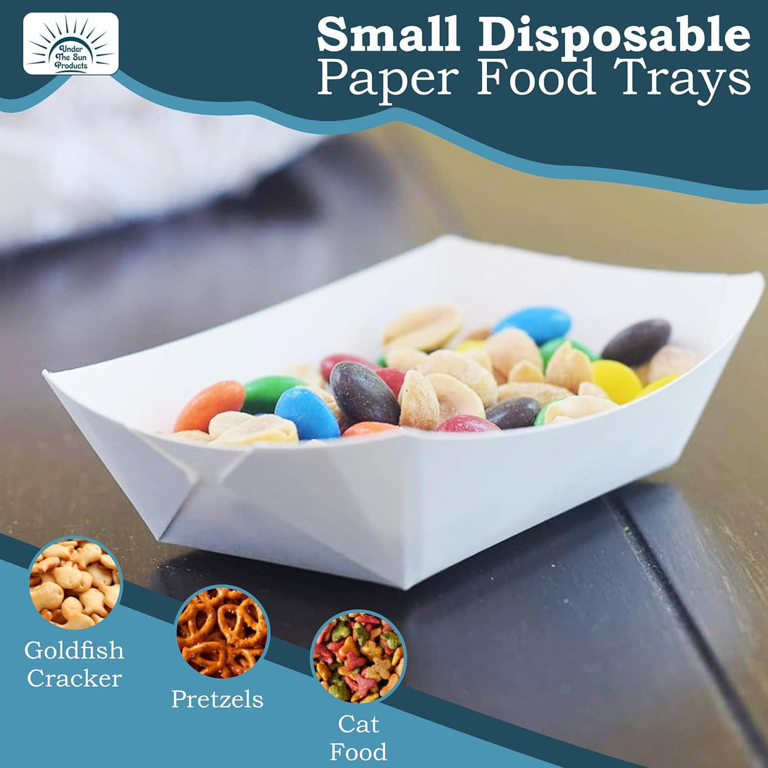 2Lb White Paper Food Trays -4.5" X 2.75" -Pack of 100Ct