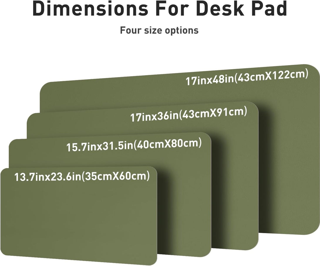 Aothia Leather Desk Pad Protector, Mouse Pad, Office Desk Mat, Non-Slip PU Leather Desk Blotter, Laptop Desk Pad, Waterproof Desk Writing Pad for Office and Home (23.6" X 13.7", Olive Green)