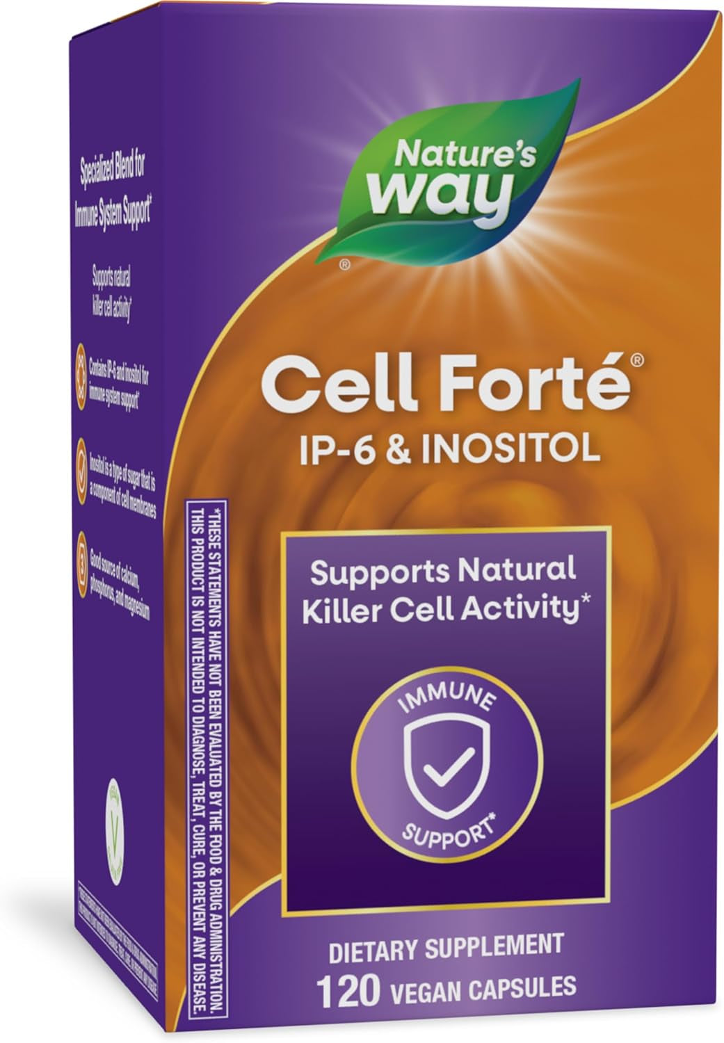 Nature'S Way Cell Forté IP-6 & Inositol, Supports Natural Killer Cell Activity*, Immune Support*, Gluten-Free, Vegan, 120 Capsules (Packaging May Vary)