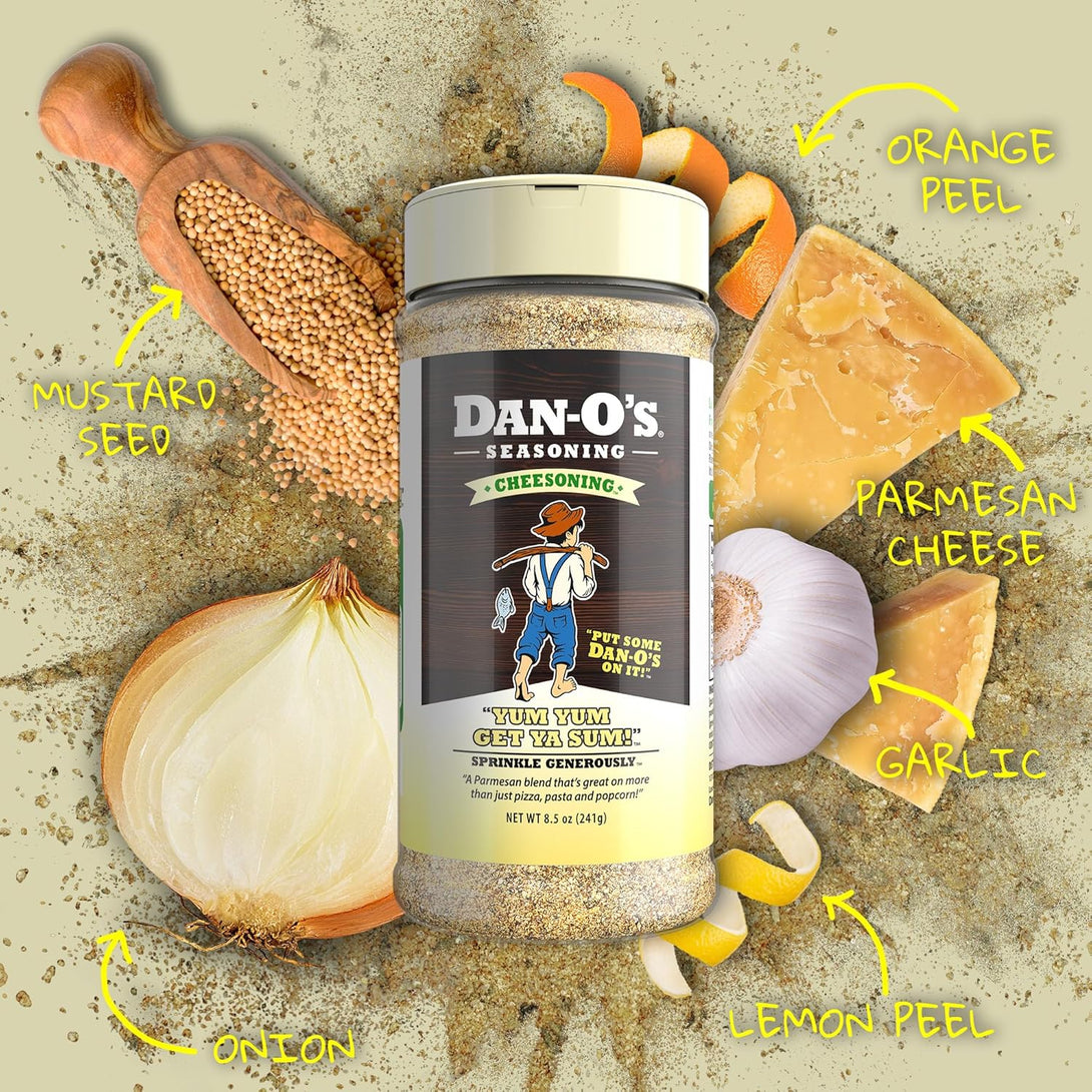 Dan-O'S Cheesoning® Seasoning - Great on Pasta, Pizza, Popcorn, Meats, Veggies, and Snacks - Italian Seasoning Blend - All-Purpose, Sugar Free, Zero Calorie for Cooking Anything- Medium Bottle 7.6Oz