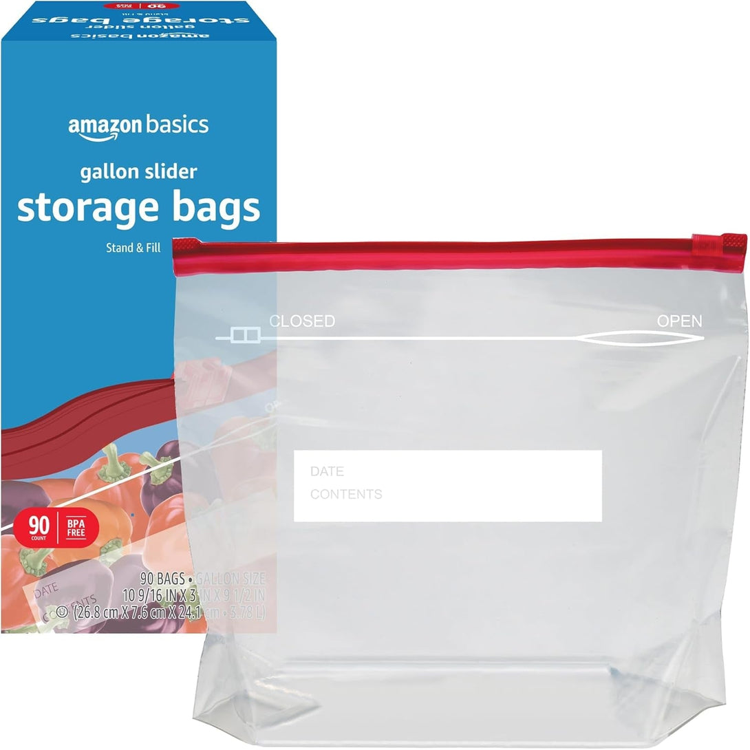 Amazon Basics Slider Gallon Food Storage Bags, BPA Free, 120 Count (Previously Solimo)