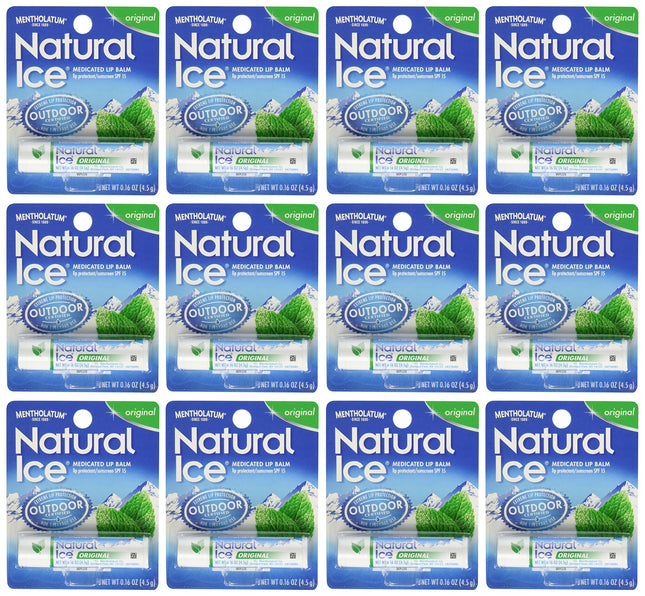 Mentholatum Natural Ice Medicated Lip Protectant Sunscreen, 0.16 Ounce (Pack of 