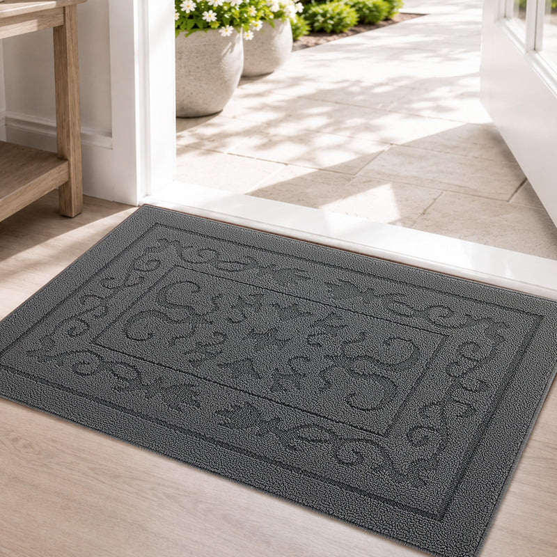 FONEYI Indoor Door Mat for Entryway 20" x 32", Absorbent Dirt Trapper Doormat with Non-Slip Backing, Low Profile Washable Entry Rug for Front