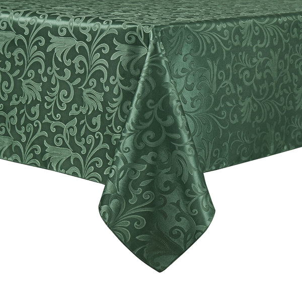 Scroll Damask Jacquard Square Green Tablecloth 52"X52"，Wipeable Table Cover for Dining Table, Buffet Parties and Camping Green 52" x 52" (Square)