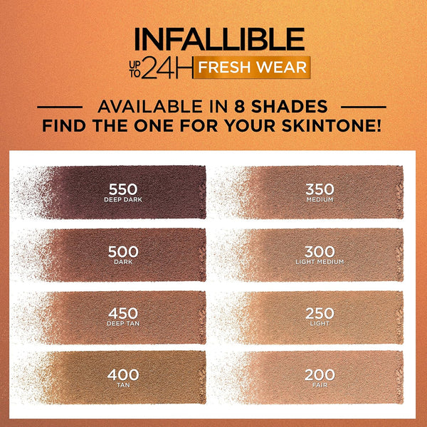 L'Oreal Paris Infallible up to 24H Fresh Wear Soft Matte Longwear Bronzer. Waterproof, Heatproof, Transfer, Humidity and Sweatproof, Fair, 0.31 Oz