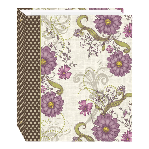 Magnetic Self-Stick 3-Ring Photo Album 100 Pages (50 Sheets), Berry Blossoms Design Large