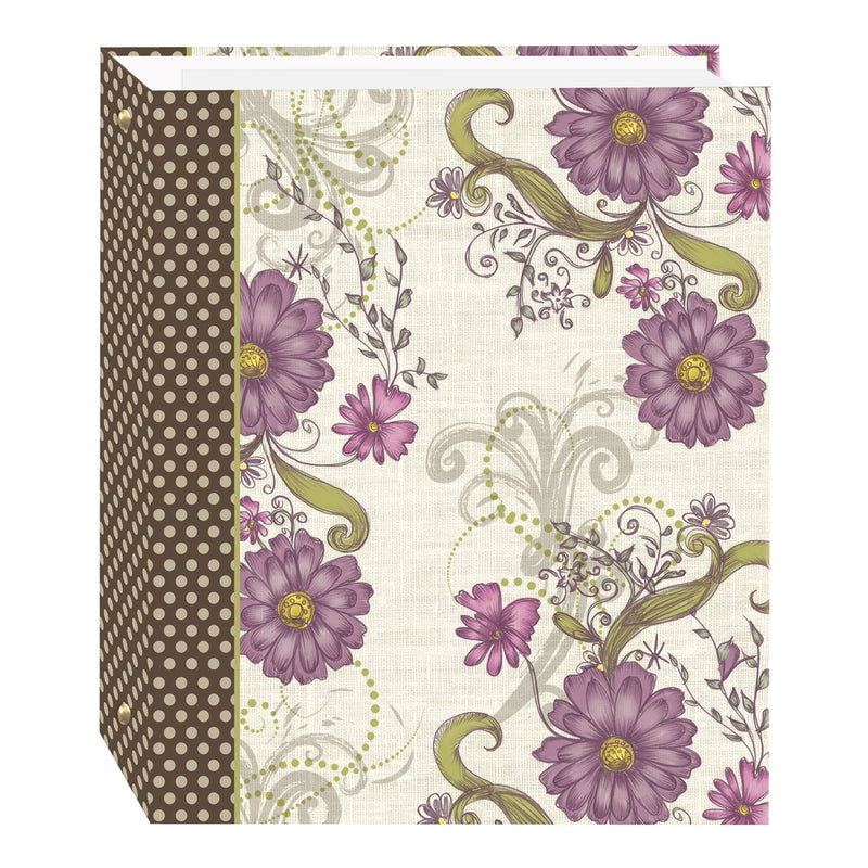 Magnetic Self-Stick 3-Ring Photo Album 100 Pages (50 Sheets), Berry Blossoms Design Large