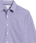 Amazon Essentials Men's Regular-Fit Long-Sleeve Casual Poplin Shirt, Button Front, Business Casual, Collared Regular Fit Blue Purple Gingham X-Large