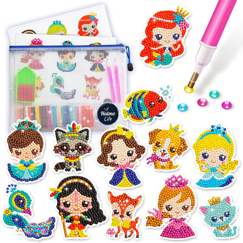 Halmolife Diamond Art Kits for Kids Boys and Girls Ages 6-8-10-12 Easy to DIY Creative Diamond Art Sticker Craft by Numbers Kits for Kids and
