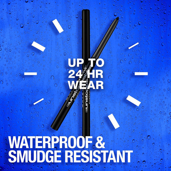 Maybelline Unstoppable Waterproof Mechanical Black Eyeliner Pencil, Easy to Apply, Smooth Glide, up to 24 Hour Wear, Onyx, Pack of 2