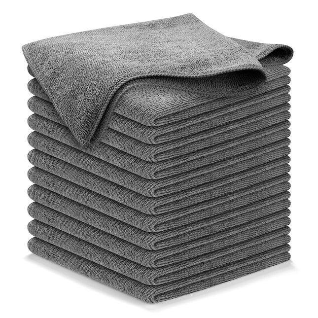 USANOOKS Microfiber Cleaning Cloth Grey - 12 Pcs (12.5"X12.5") - High Performanc