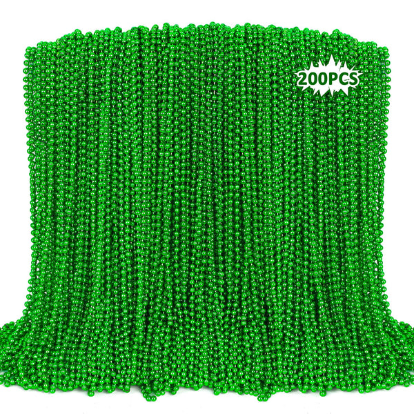 200PCS Mardi Gras Beads, Metallic 12 kinds Bead Necklace Party Favors, 33" Mardi Gras Necklace Bulk Accessories Stuff, Festival Parade Throw for
