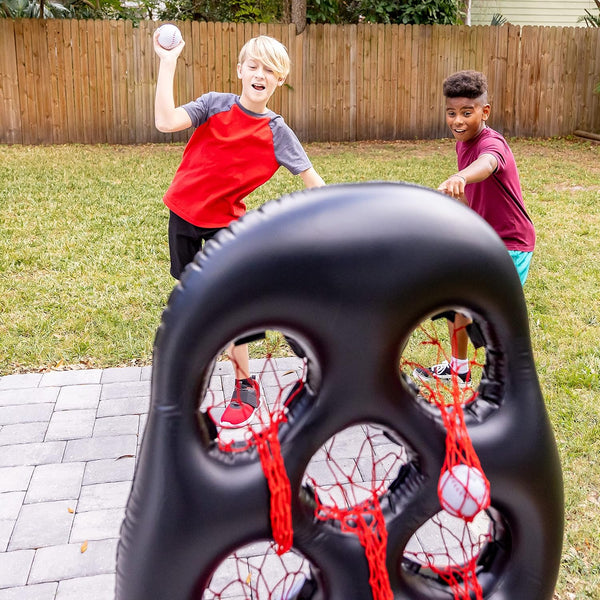 Franklin Sports Kids Football Target Toss Game - Inflatable Throwing Target Toy with Soft Mini Footballs - Fun Kids Sports Game