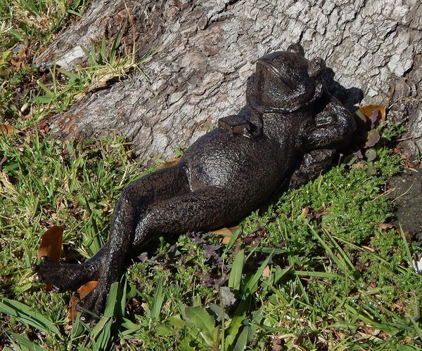 Bellaa 25686 Napping Frog Statue Relax Resting Meditating Zen Garden Buddha Sculpture Yoga Contented Talisman Gift Feng Shui Vastu Figurine 12 Inch