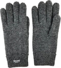 BRUCERIVER Men's Pure Wool Knitted Gloves | Insulated Fleece Lining Small-Medium Anthra