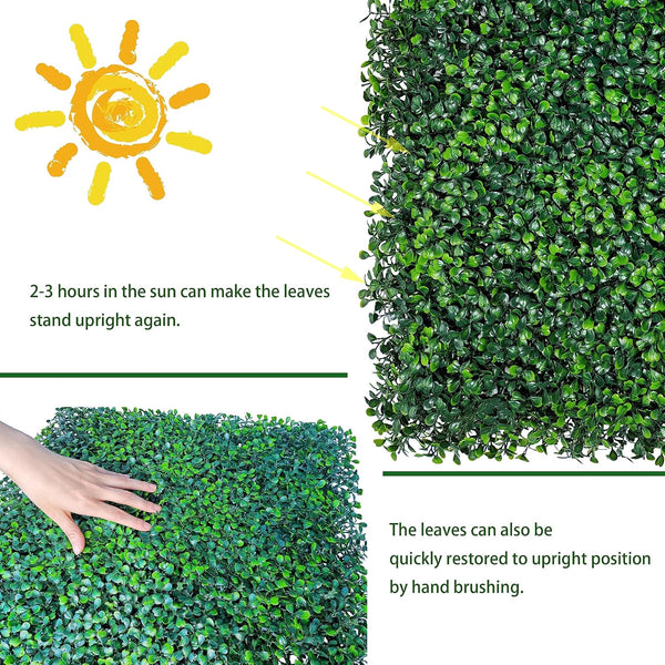ODTORY Artificial Grass Wall Greenery Backdrop, 10X10 in 16P (11.2 sqft) | UV-Anti, Fake Ivy Vine Balcony Fence, Outdoor Privacy Screen, Green