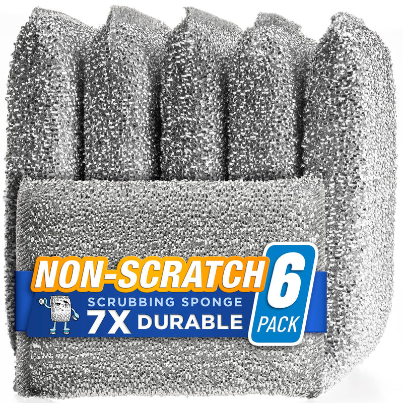 Kitchen Sponges for Dishes, Scouring Pads Non Scratch Scrubbers 6 Count (Pack of 1)